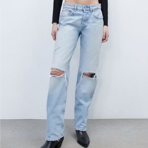 NWT Zara ripped straight jeans - light blue